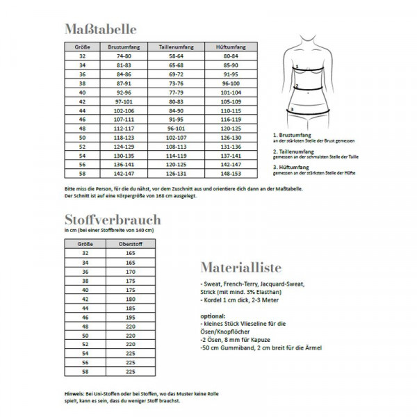 Papierschnittmuster Jacke "Ruby" Dame Gr. 32 - 58