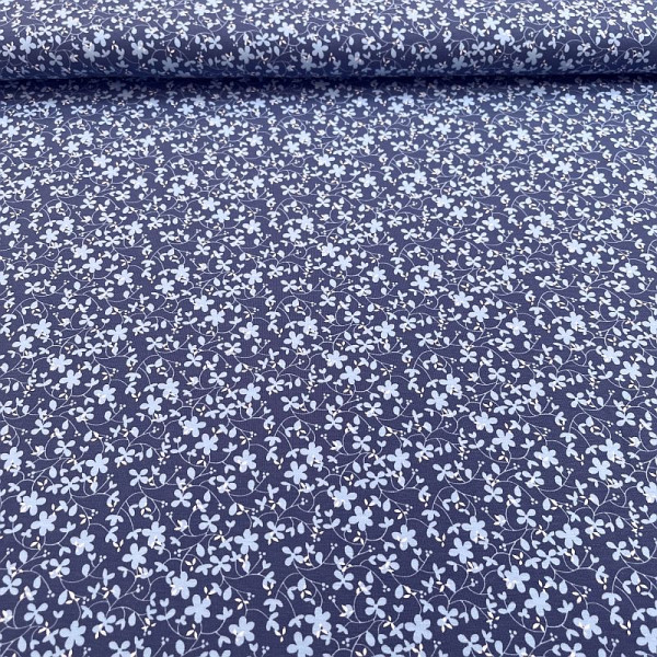 Bomuldsjersy "Blå blomster"