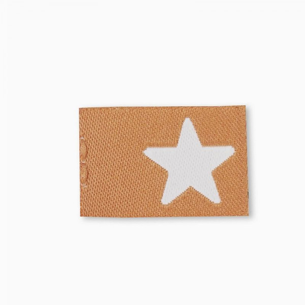 Klapp-Weblabel "Stern" cognac 15 x 22 mm