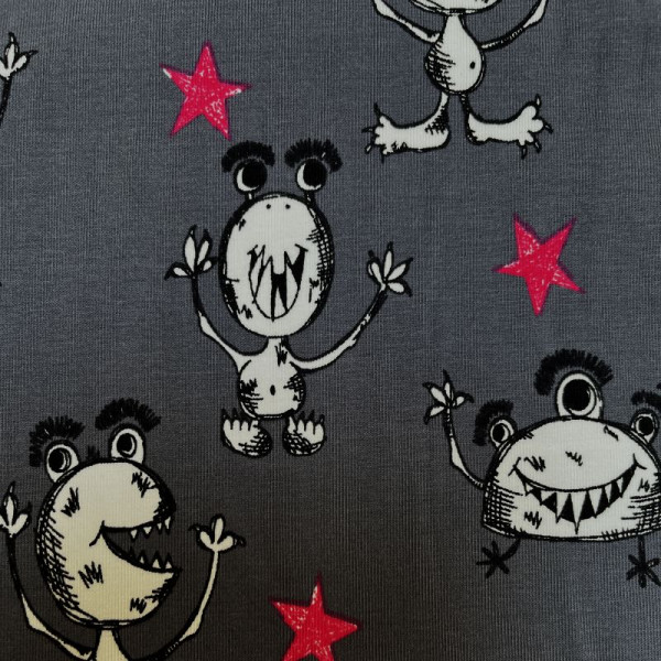 50 cm Bomuldsjersey "HEJ! Monster" pink