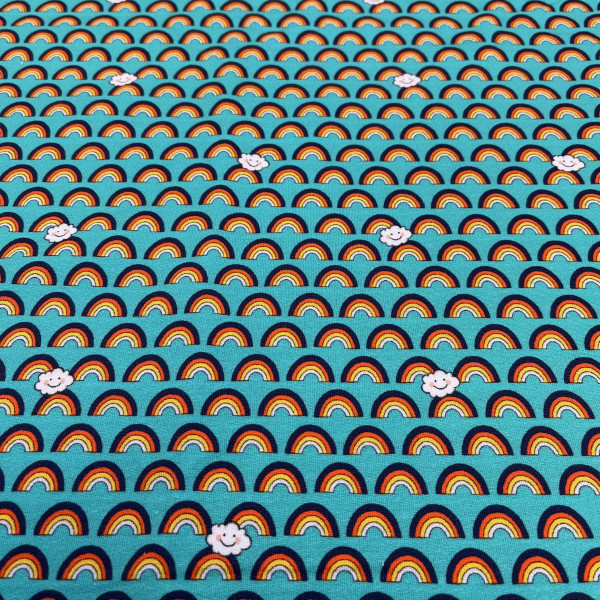 1 m French Terry “Retro Rain Boo“ mynte