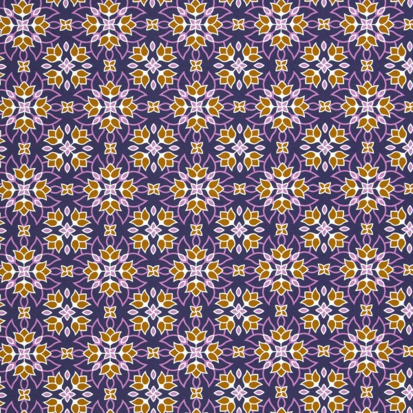Bomuldsjersey "Floral Ornaments" by Lycklig Design lilla