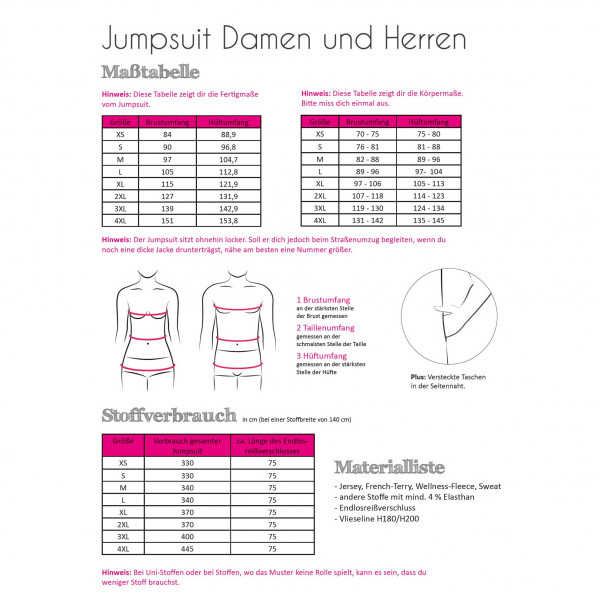 Papierschnittmuster "Jumpsuit" Männer und Frauen Gr. XS - 4XL