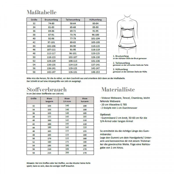 Snitmønster Bluse "Stella" Dame str 32 - 58