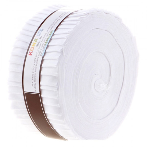 KONA cotton solids (Jelly Roll) hvid