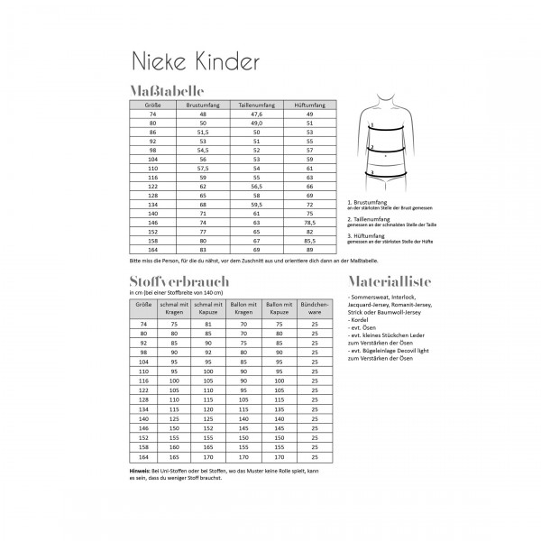 Papierschnittmuster Kleid "Nieke" Kinder Gr. 74 - 164