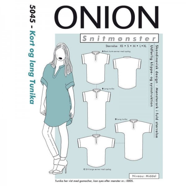 Snitmønster Onion 5045 "Kort og lang Tunika" str XS - XL