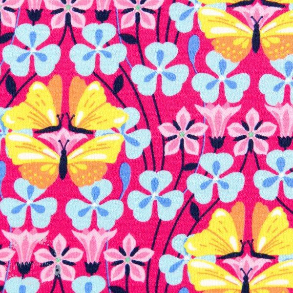 Bomuldsjersey “Flora Sommerfugl“ pink