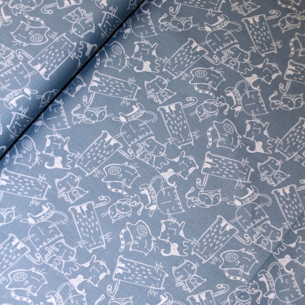 Bomuld “Cats Meow“ 12457-dk-blue