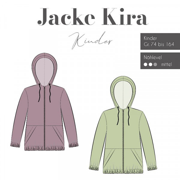 Snitmønster Jakke "Kira" Kids str 74 - 164