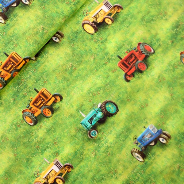 Bomuld "Down on the farm - traktorer" by Robert...