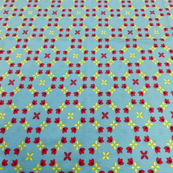 1 m Bomuldsjersey "Blomsterkreds"