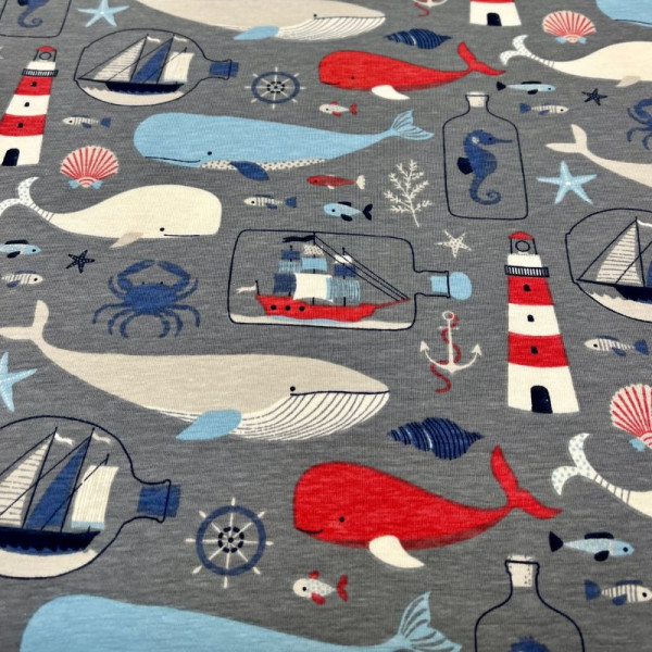 Bomuldsjersey "Simon" Hval