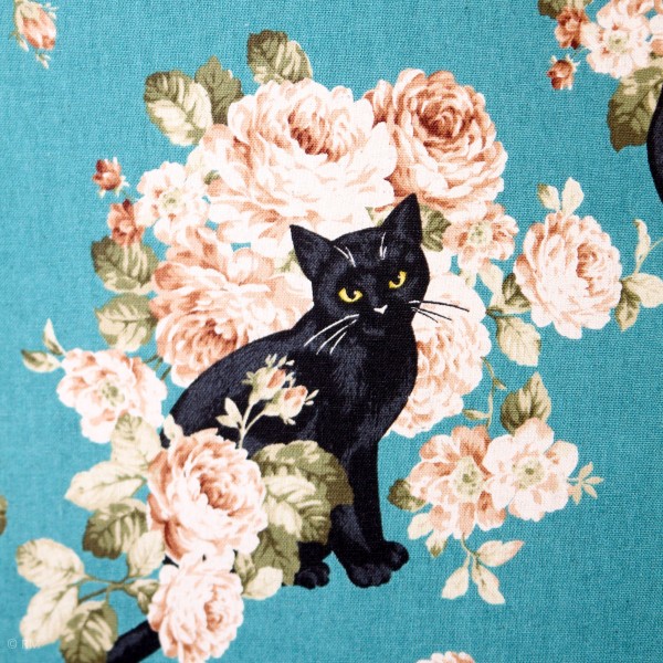 Canvas "Black Cats and Peonies kawaii"