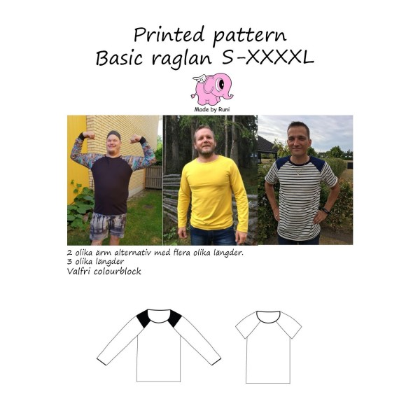 Snitmønster til mænd "Basic raglan Shirt" str S - XXXXL