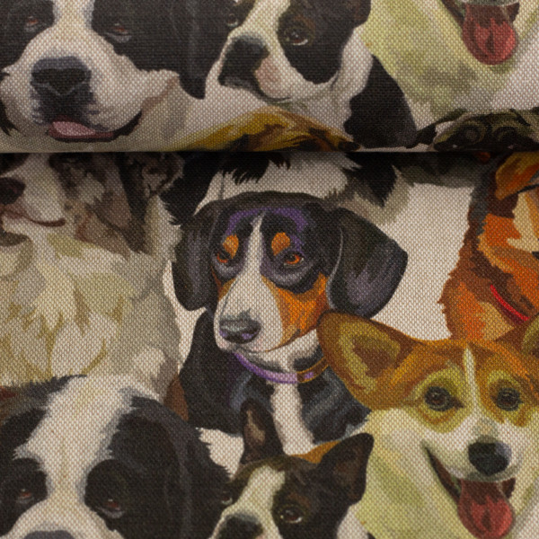 Dekostoff "Ulli" mit Hunden