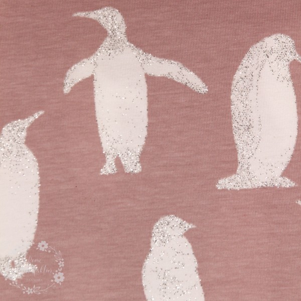 Bomuldsjersey "Pingvin" med glitter