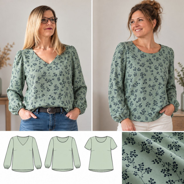 Snitmønster "Basic-Bluse" Dame str 32 - 58