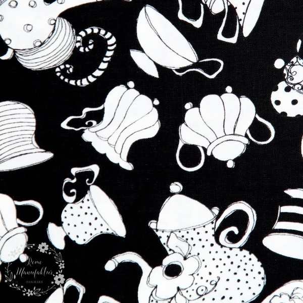 Bomuld “Ladies Tea“ potte sort/hvid by Loralie