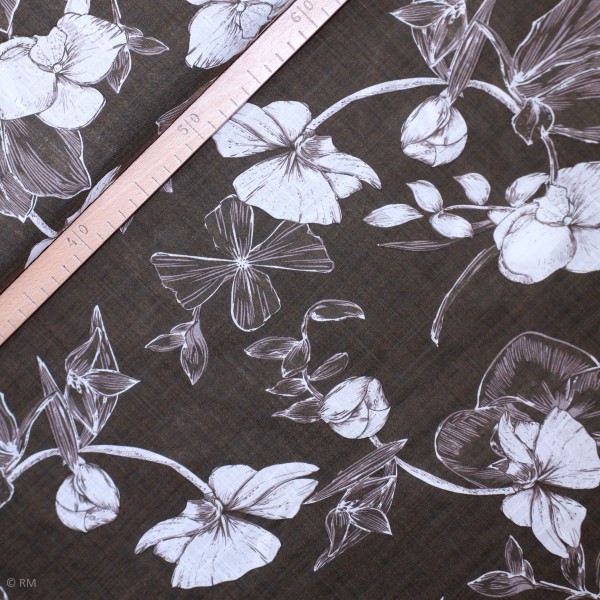 Bomuld-Viscose-Mix med blomster