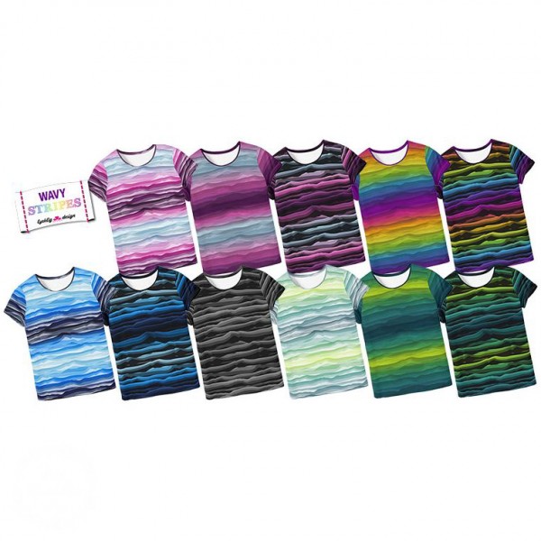 Bomuldsjersey "Wavy Stripes" by Lycklig Design