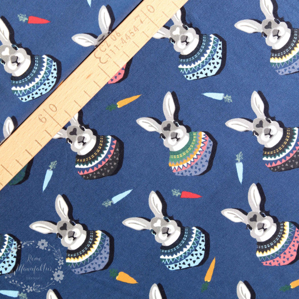 Bomuldsjersey “Autumn Bunny“ by Lila-Lotta, blå