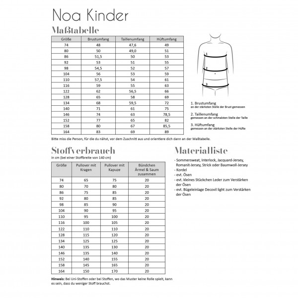 Snitmønster Hoodie “Noa“ Kids str 74 - 164