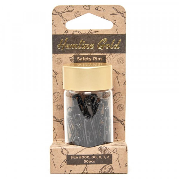 Hemline Gold Sikkerhedsnåle sort