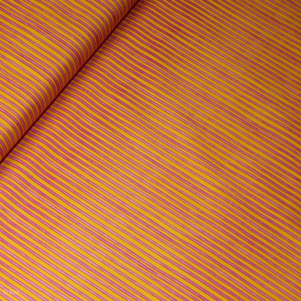 Bomuld “Carousel“ striber gul/pink by Loralie