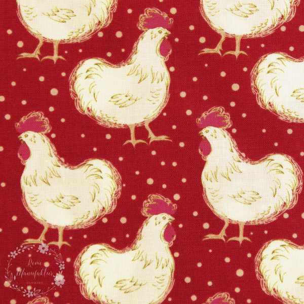 Bomuld "Homestead Life - Chicken Fancy - Burgundy"