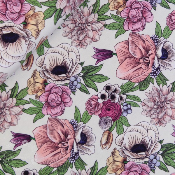 Bomuldsjersey "Blomster"