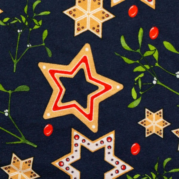 Bomuldsjersey "Feliz Navidad" Cookies & Mistletoe