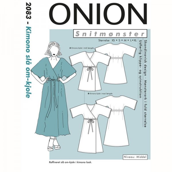 Snitmønster Onion 2083 "Kimono slå om-Kjole" str XS - XL