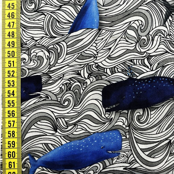 Viscose “Whale Story 183" fra Lila-Lotta
