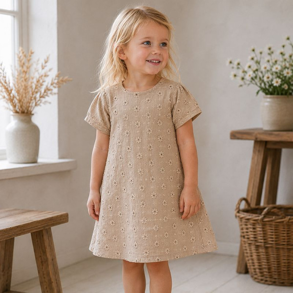 Bomuld med broderi beige