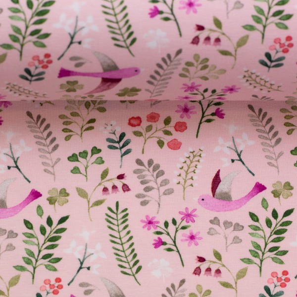Bomuldsjersey "Little Spring" birds