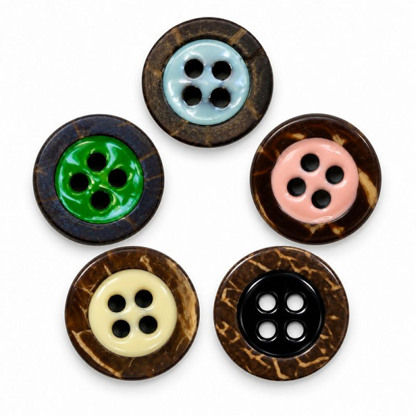 4-hul-kokos-knap kollektion Ø ca.15mm