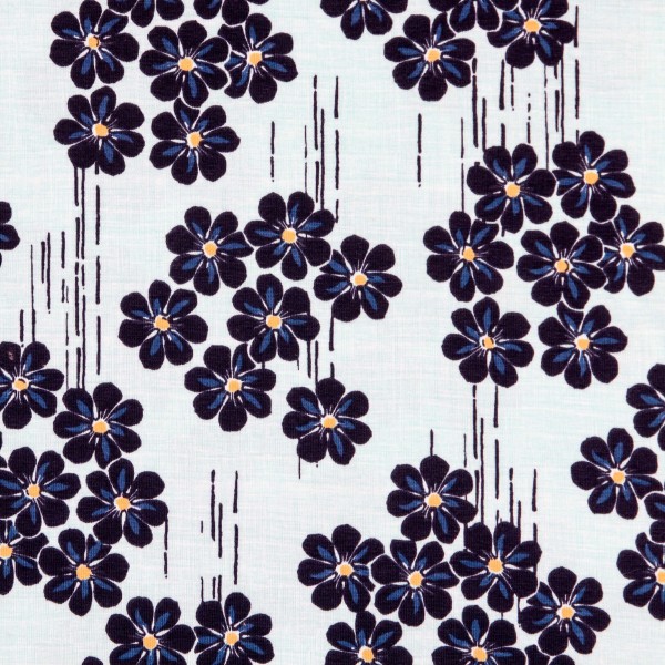 Bomuldsjersey "Avalana" 19-484 - blå blomster