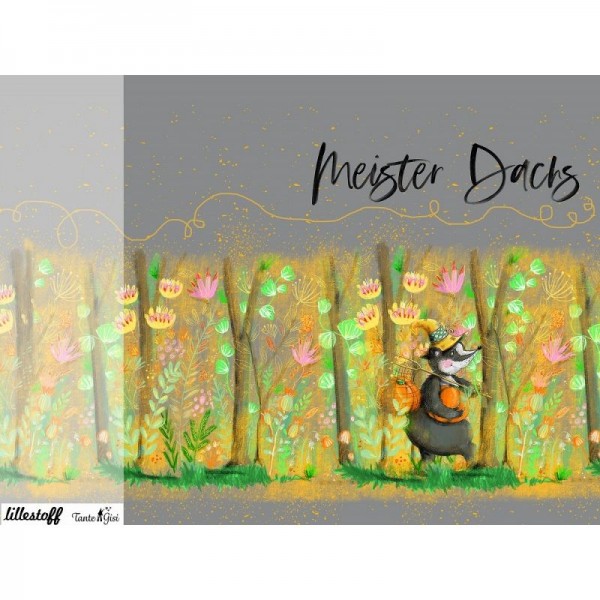 70 cm BIO-French-Terry Panel "Meister Dachs" by Tante Gisi