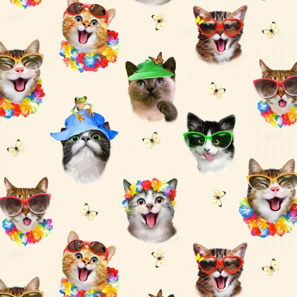 Bomuld "Beach selfies cats" by Howard Robinson