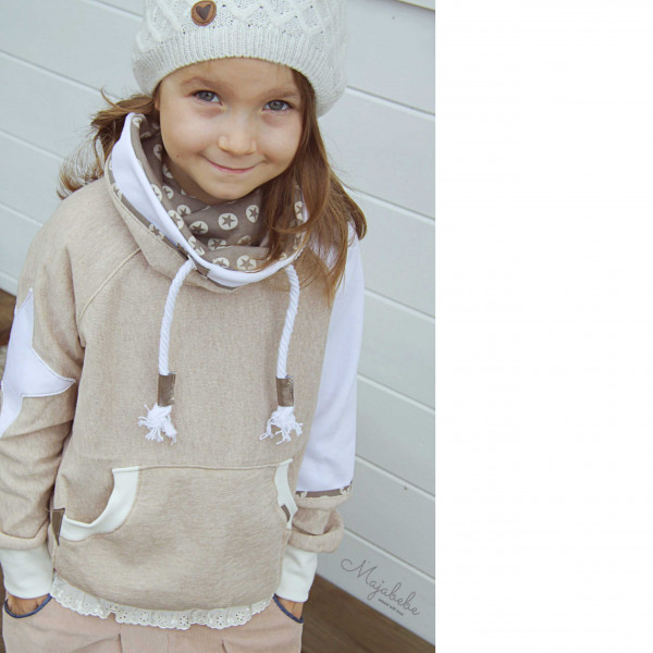 Snitmønster Hoodie “Noa“ Kids str 74 - 164