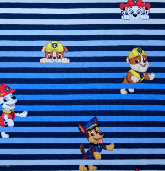 Bomuldsjersey “Paw Patrol“ med striber blå