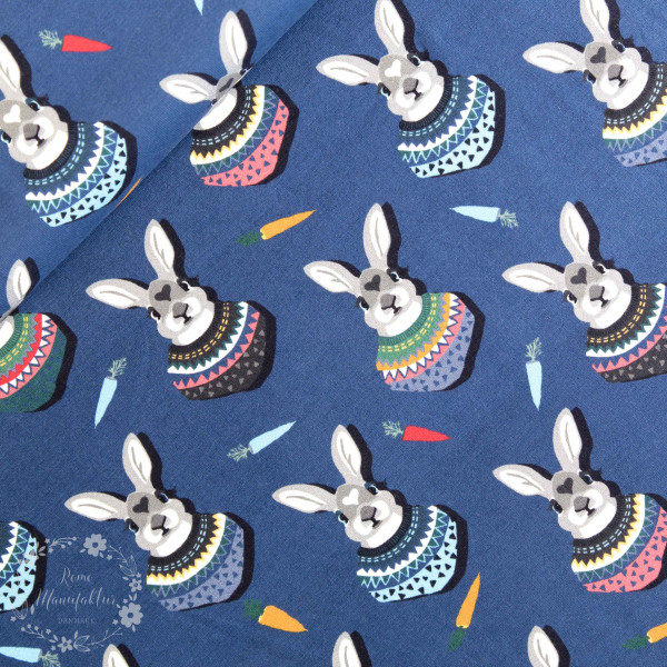 Bomuldsjersey “Autumn Bunny“ by Lila-Lotta, blå