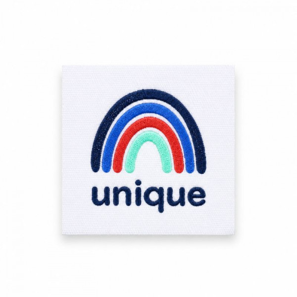 Label "Unique" blau 35 x 35 mm