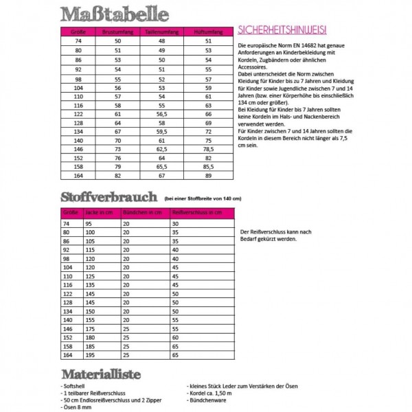 Snitmønster "Softshelljakke" Kids str 74 - 164