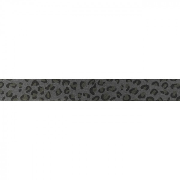 20 mm Kunstlæderrem Panther-print - mørkegrå