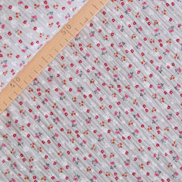Double Gauze grå med lille blomster