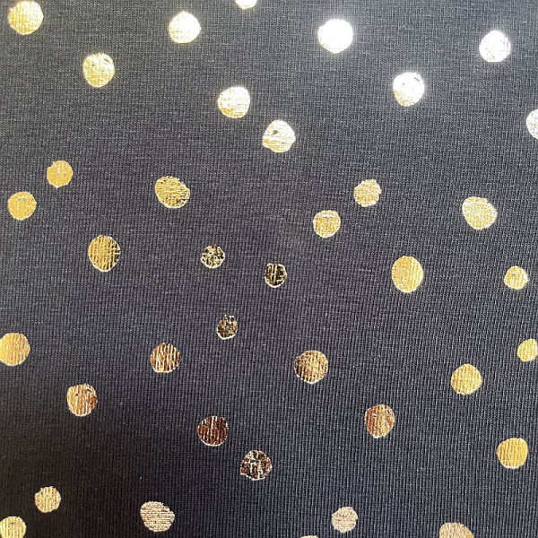 Dunkelblauer Baumwolljersey mit glitzernden Punkten