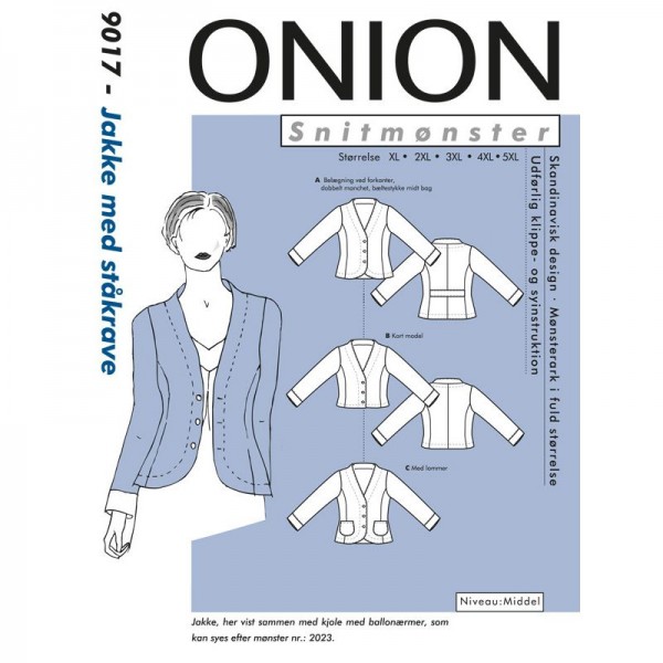 Snitmønster Onion 9017 "Jakke med ståkrave" Plusstørrelser XL - 5 XL