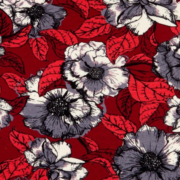 Bomuldsjersey "Avalana" 19-233 blå blomster